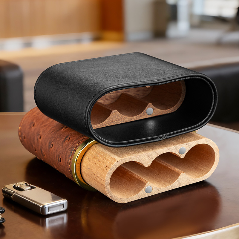 Leather Cigar Case﻿ Cedar Wood - đánh giá và giá Packaging