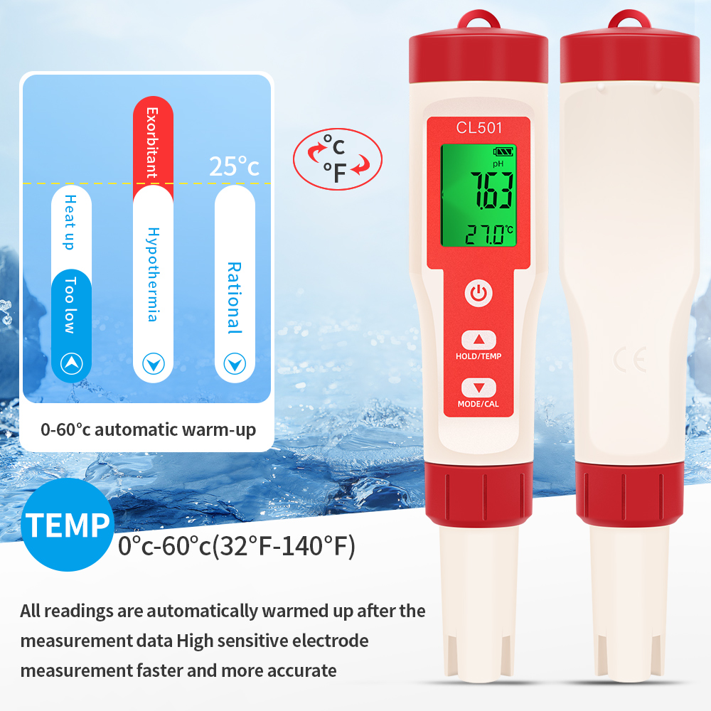 PH/CL2/H2/ORP/Temperature Mete - đánh giá và giá Ph Meter Digital Water Tester